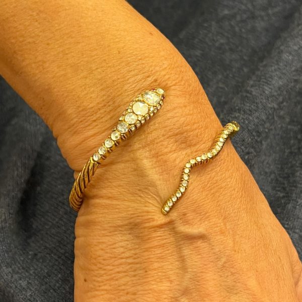Diamond Ruby Gold Snake Bangle Bracelet