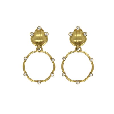 Elizabeth Rand Matte Gold Diamond Hoop Earrings