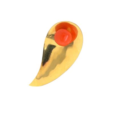 Gold Coral Curved Teardrop Brooch