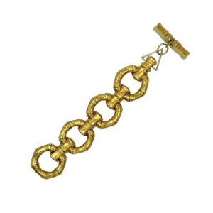Textured Gold Bamboo Link Bracelet