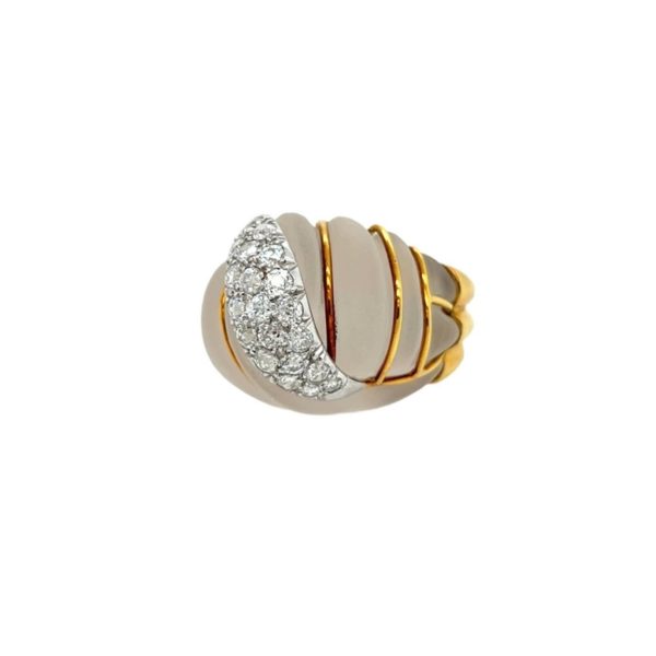 Bold Rock Crystal Diamond Gold Ring