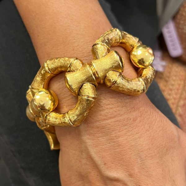 Textured Gold Bamboo Link Bracelet