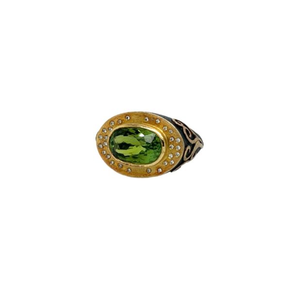 Alishan Oval Green Tourmaline Diamond Ring