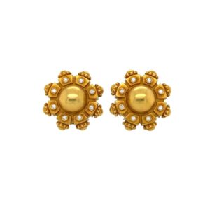 Kieselstein-Cord Stylized Floral Gold Diamond Earrings