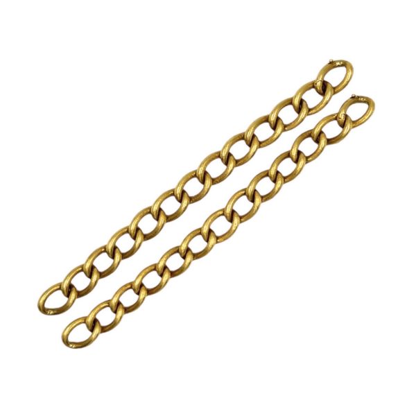 Pair Brushed Gold Oval Link Bracelets
