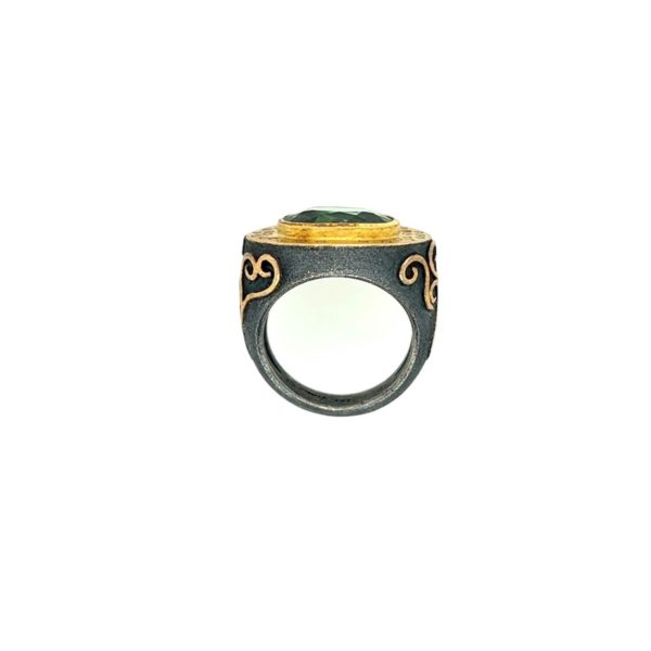 Alishan Oval Green Tourmaline Diamond Ring