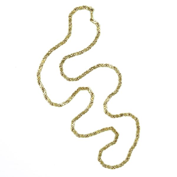 Long Flat Link Gold Necklace