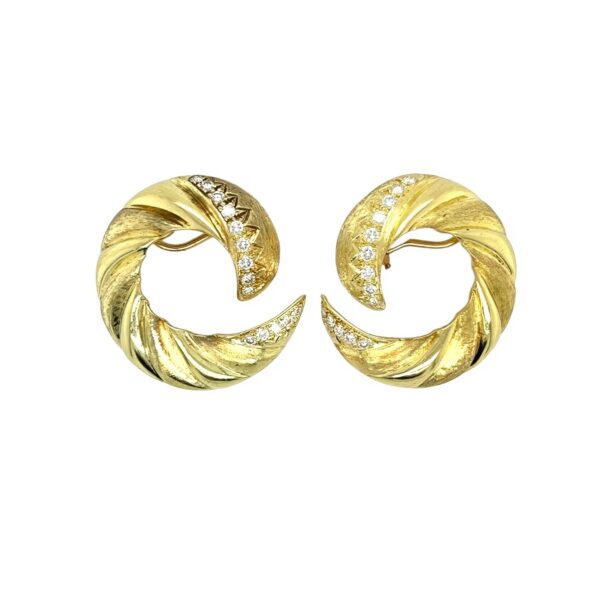Cellino Spiral Gold Diamond Earrings