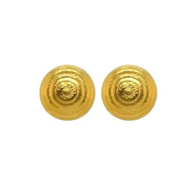 Lalaounis Hammered Gold Dome Earrings