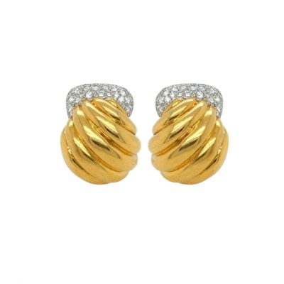 David Webb Gold Diamond Dome Earrings
