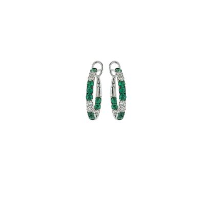 Small Emerald Diamond Hoop Earrings