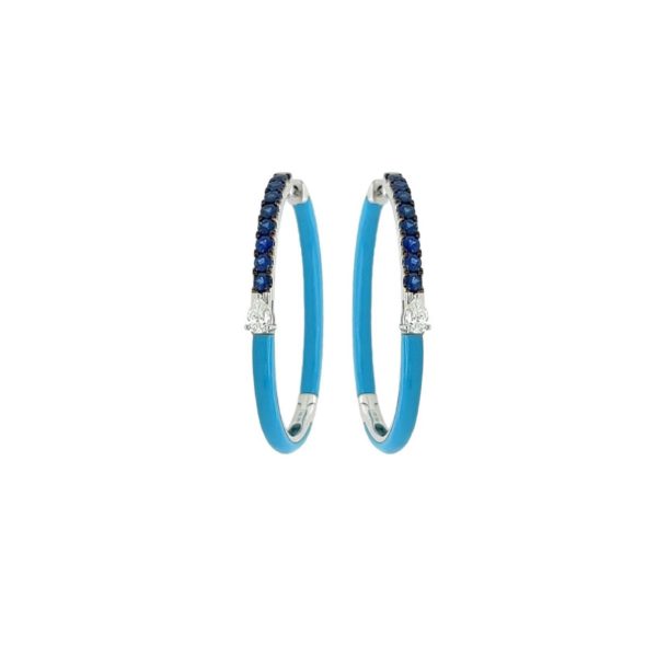 Turquoise Sapphire Diamond Hoop Earrings