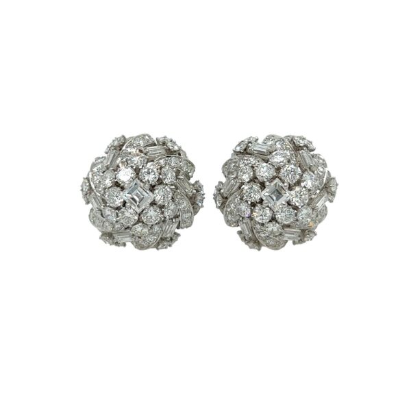 Platinum Diamond Domed Cluster Earrings