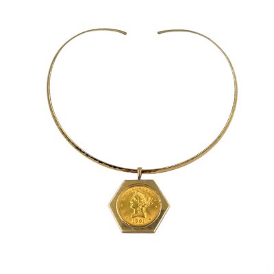 US 1901 Coin Gold Pendant Necklace