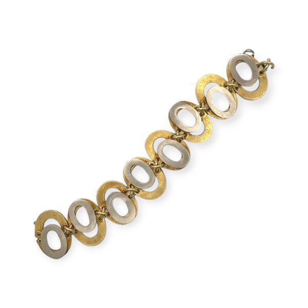 1970s Two Tone Matte Gold Oval Link Bracelet