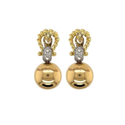 Gold Diamond Ball Chain Drop Earrings