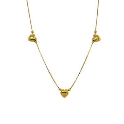 Puffed Heart Gold Chain Necklace