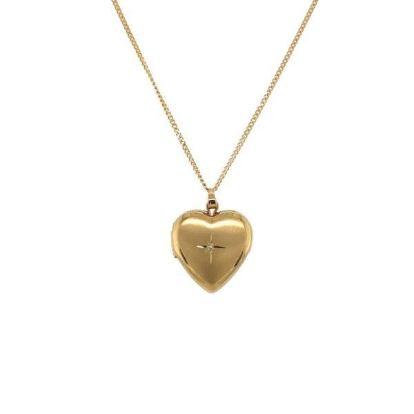 Gold Diamond Heart Locket Necklace