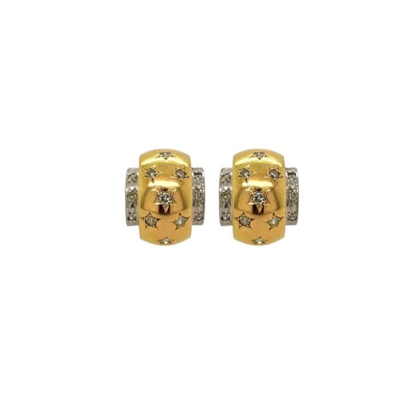 Gold Diamond Starburst Bombe Earrings