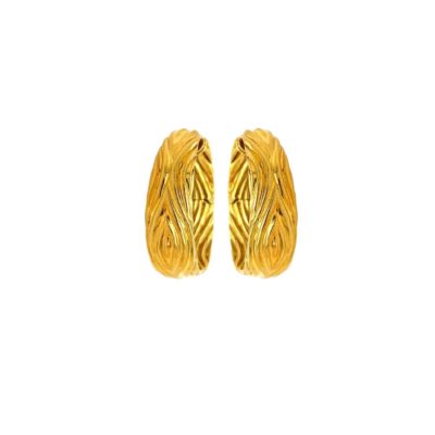 Van Cleef Textured Gold Hoop Earrings