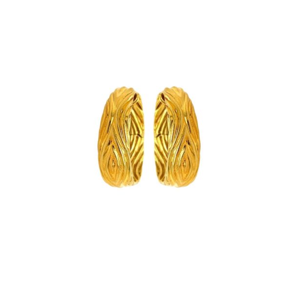 Van Cleef Textured Gold Hoop Earrings