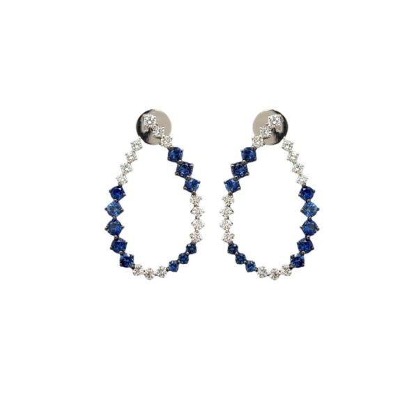 Sapphire Diamond Front Facing Hoop Earrings