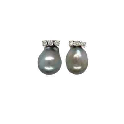 Baroque Tahitian Pearl Diamond Earrings