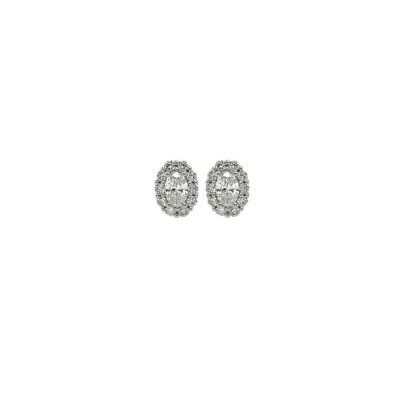 White Gold Oval Diamond Stud Earrings