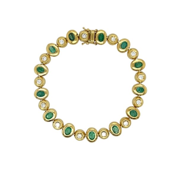 Emerald Diamond Gold Straightline Bracelet