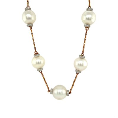 South Sea Pearl Diamond Chain Necklace