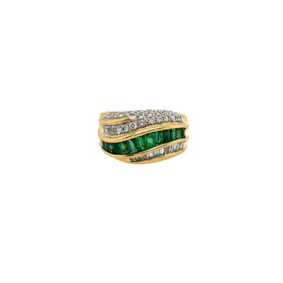 Emerald Diamond Wave Ring