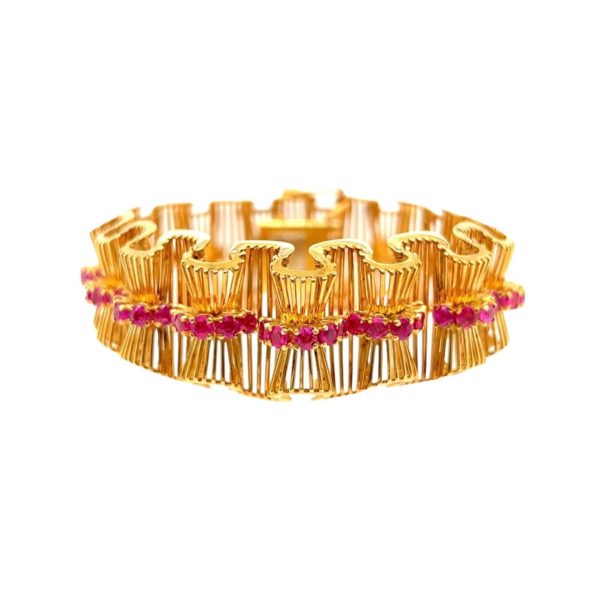 1960s Tiffany Gold Ruby Ribbon Bracelet