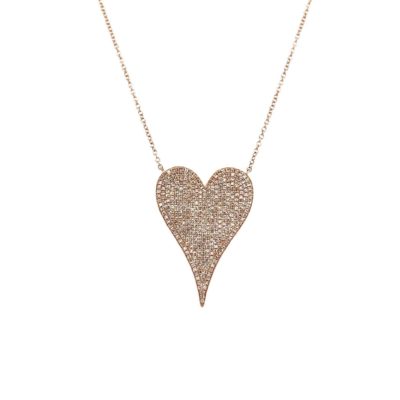 Rose Gold Pave Diamond Heart Necklace
