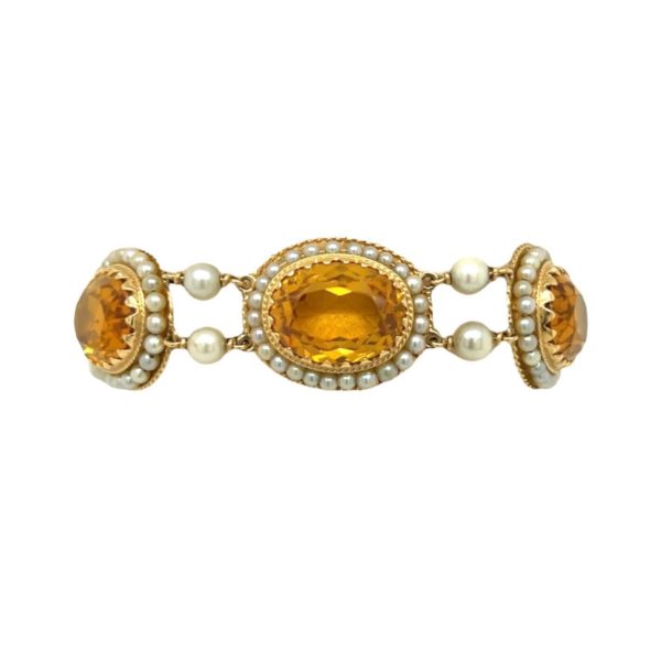 1960s Victorian Style Citrine Pearl Bracelet