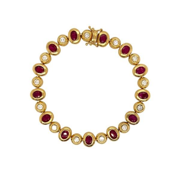 Ruby Diamond Gold Straightline Bracelet