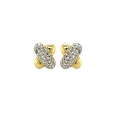 Gold Diamond X Earrings