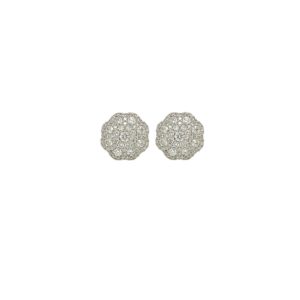 White Gold Pave Diamond Octagonal Earrings
