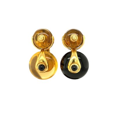 Marina B Yellow Stone Black Onyx Earrings