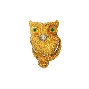 Cartier Emerald Diamond Owl Brooch
