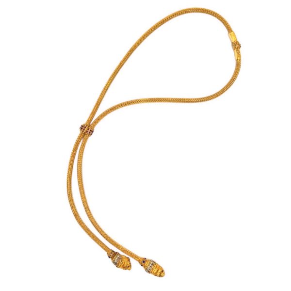 Lalaounis Multi Gem Gold Lariat Necklace