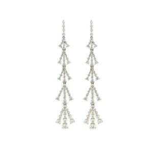 Long White Gold Diamond Branch Earrings