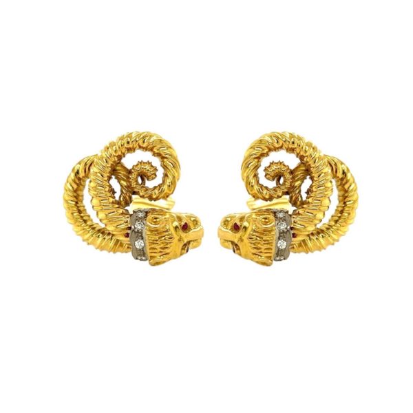 Zolotas Mythical Beast Gold Diamond Earrings