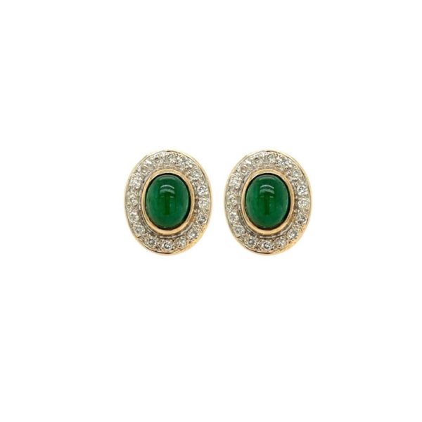 Oval Emerald Diamond Earrings