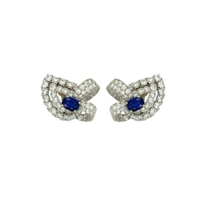 Cartier Sapphire Diamond Platinum Earrings