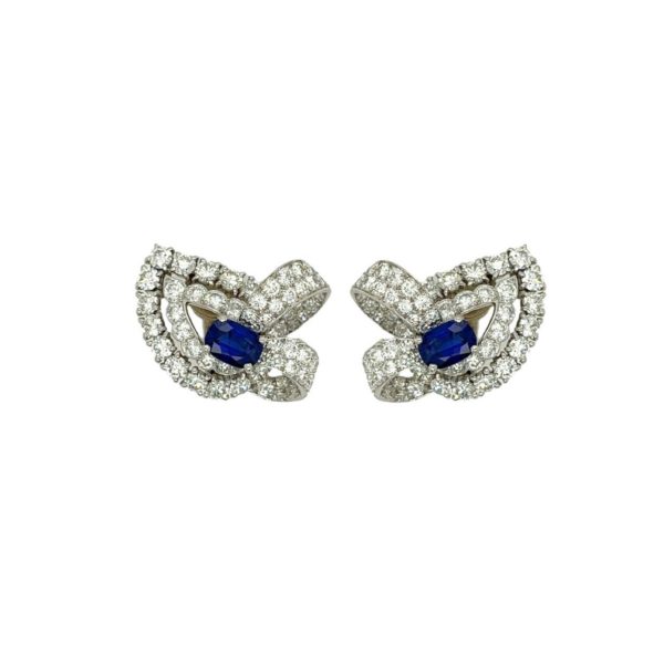 Cartier Sapphire Diamond Platinum Earrings