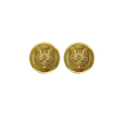 Fox Head Gold Disc Earrings