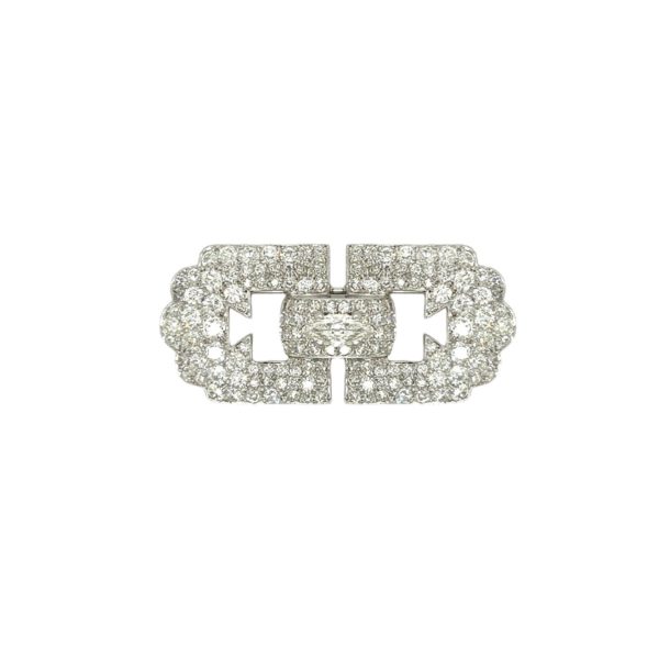 1915 Cartier Platinum Diamond Buckle Brooch