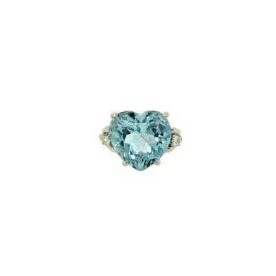 Heart Shaped Aquamarine Diamond Ring