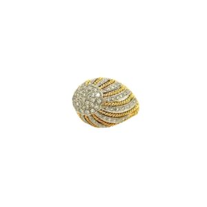 Gold Diamond Domed Swirl Ring