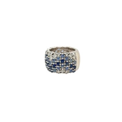Sapphire Diamond Wide Band Ring